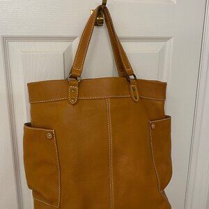Tan pebbled leather tote